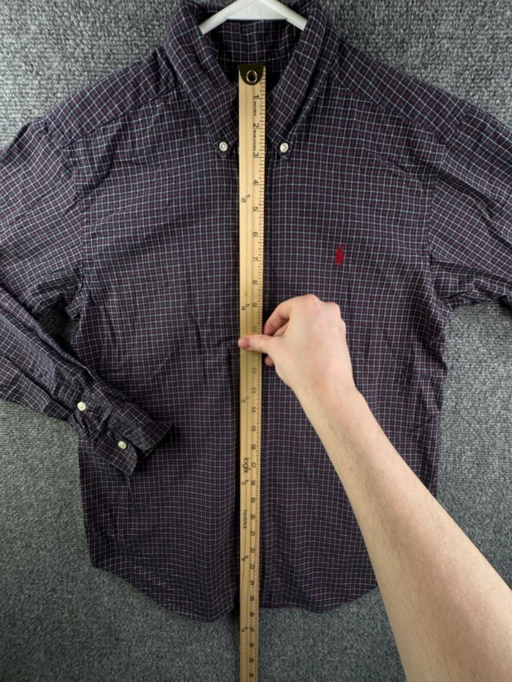 Ralph Lauren Flannel Boy Long Sleeve Button Up Shirt Youth Red Blue Check Cotton
